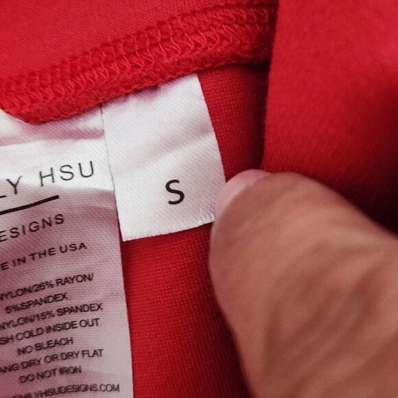 Emily Hsu Designs Vanguish Leggings Red Black Size S - Picture 8 of 8